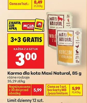 Karma dla kota różne rodzaje 3+3 GRATIS promocja w Biedronka