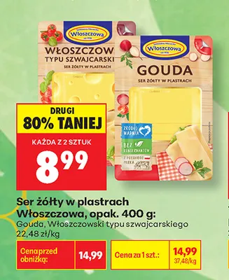 Ser Włoszczowski typu szwajcarskiego w plastrach Włoszczowa promocja w Biedronka