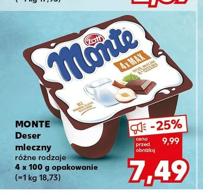 Deser mleczny Zott Monte 4-pak promocja w Kaufland