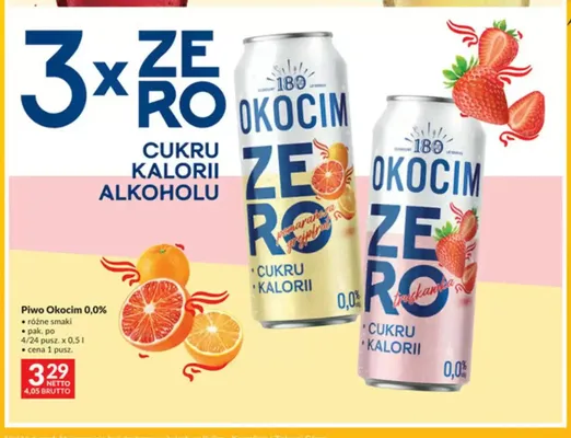 Piwo bezalkoholowe Okocim Zero Pomarańcza Grejpfrut promocja w Makro