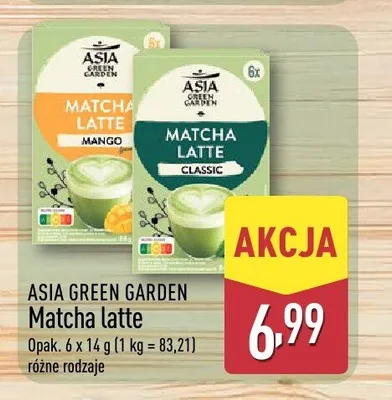 Matcha latte ASIA GREEN GARDEN Classic 6-pak 14g promocja w Aldi