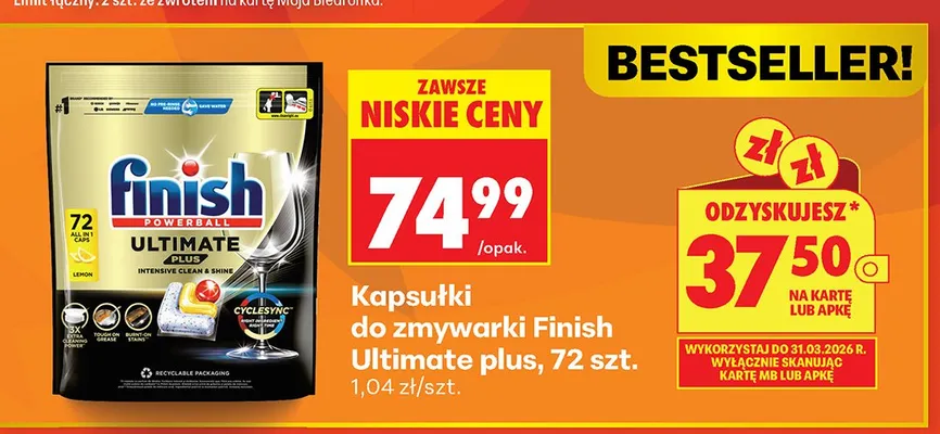 Kapsułki do zmywarki Ultimate plus 72 szt. promocja w Biedronka