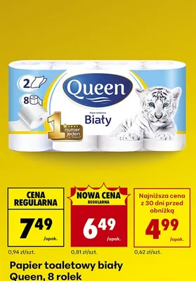Papier toaletowy biały 8 rolek promocja w Biedronka