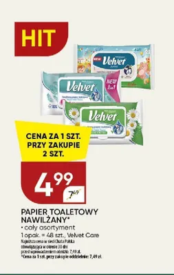 Papier toaletowy nawilżany Velvet Pure promocja w Chata Polska