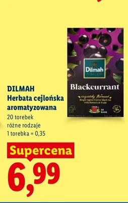 Herbata cejlońska aromatyzowana Dilmah Blackcurrant promocja w Lidl