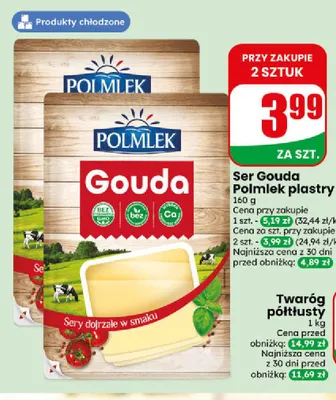Ser gouda w plastrach Polmlek promocja w Dino