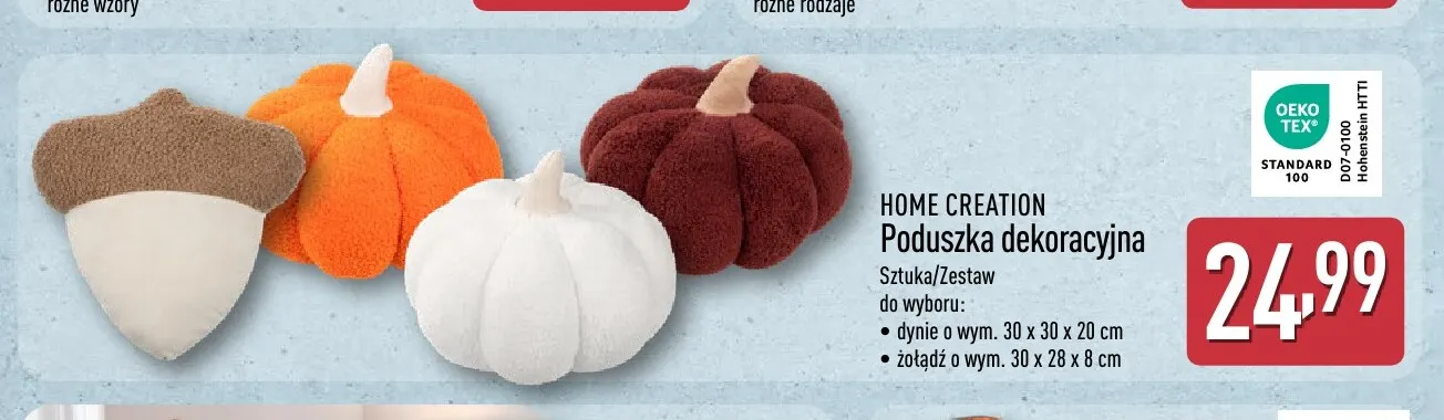 Poduszka dekoracyjna żołądź 30x28x8 cm Home Creation promocja w Aldi