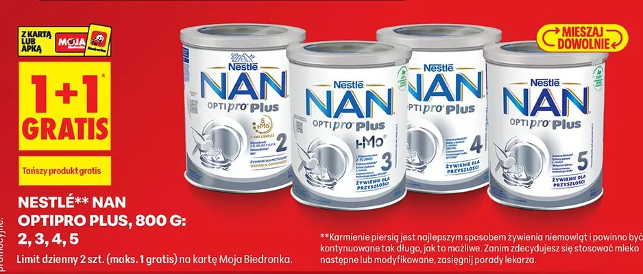 Mleko modyfikowane Optipro Plus 2 1+1 GRATIS promocja w Biedronka