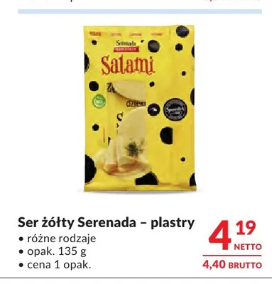 Ser żółty Serenada plastry promocja w Makro