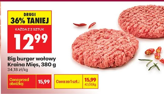 Big burger wołowy promocja w Biedronka