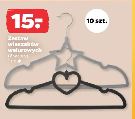 Zestaw wieszaków welurowych promocja w Netto