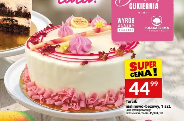 Torcik malinowo-bezowy Białecki promocja w Twój Market