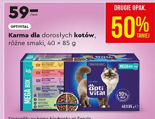 Karma dla dorosłych kotów, różne smaki, 40 × 85 g promocja w Biedronka Home