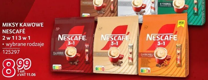 Miksy kawowe Nescafe 2 w 1 i 3 w 1 wybrane rodzaje promocja w Selgros