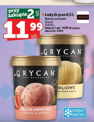 Lody Grycan truskawkowe promocja w TOPAZ