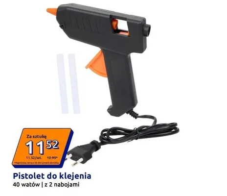 Pistolet do klejenia 40 watów z 2 nabojami promocja w Action