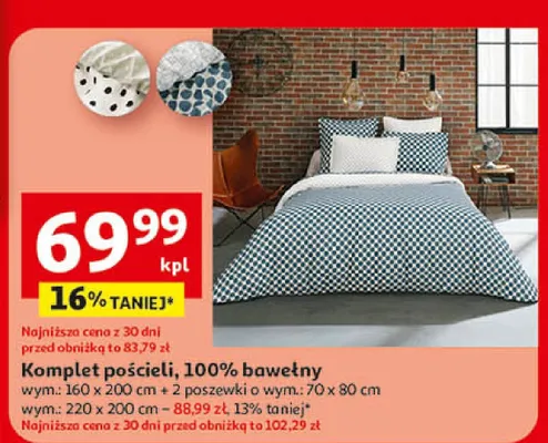 Komplet pościeli, 100% bawełny promocja w Auchan