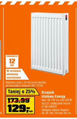 Grzejnik stalowy Energy promocja w OBI