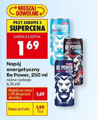Napój energetyczny Be Power różne rodzaje promocja w Biedronka