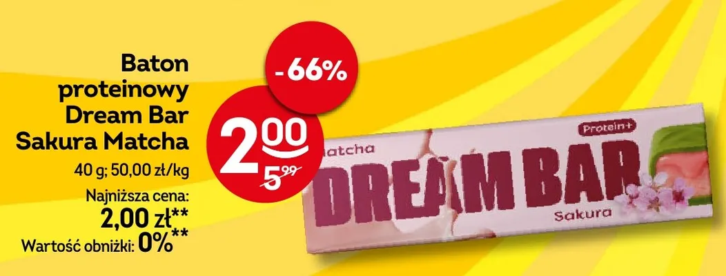Baton proteinowy Dream Bar Sakura Matcha promocja w Żabka