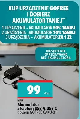 Akumulator z kablem USB-A/USB-C do serii GOFREE CAkU-01 promocja w Biedronka Home