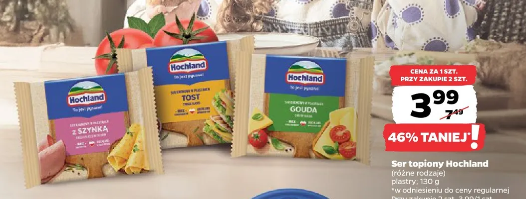 Ser topiony w plastrach Hochland gouda promocja w Netto