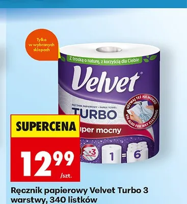 Ręcznik papierowy Velvet Turbo 3-warstwowy promocja w Biedronka