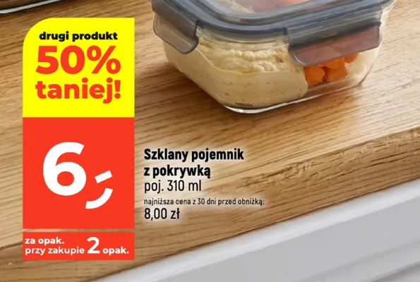 Szklany pojemnik z pokrywką 310 ml promocja w Dealz