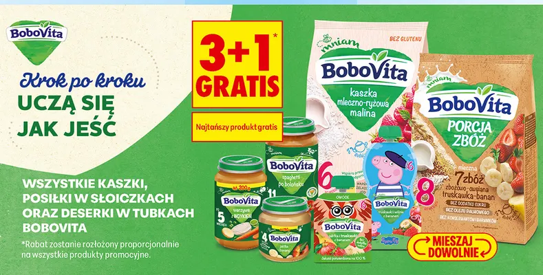 Kaszki, posiłki w słoiczkach oraz deserki w tubkach BoboVita promocja w Biedronka