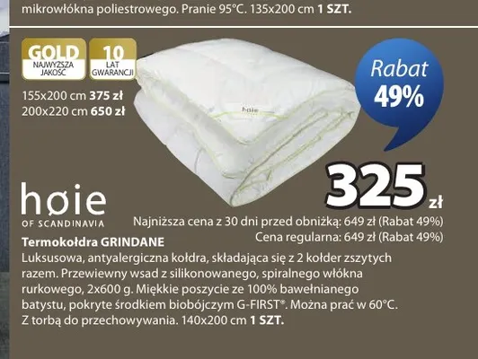 Termokołdra Grindane 140x200 cm Høie promocja w Jysk