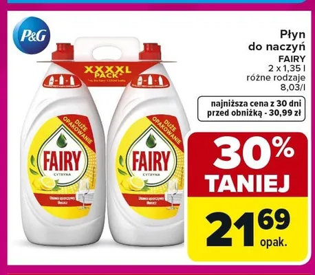 Płyn do naczyń Fairy 2-pak 1,35l promocja w Carrefour