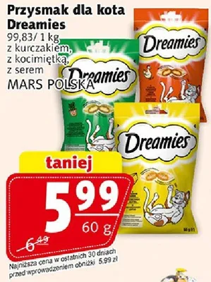Przysmak dla kota Dreamies z kurczakiem, z kocimjętką, z serem promocja w Prim Market