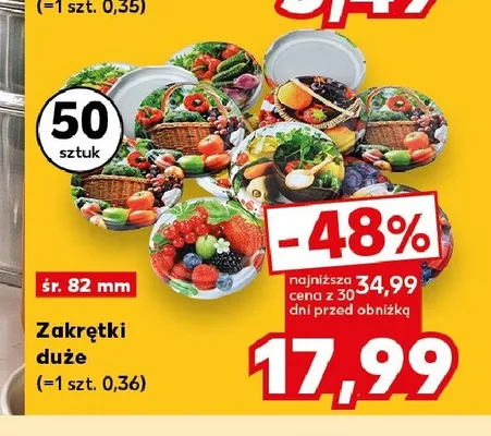 Zakrętki duże śr. 82 mm 50-pak promocja w Kaufland