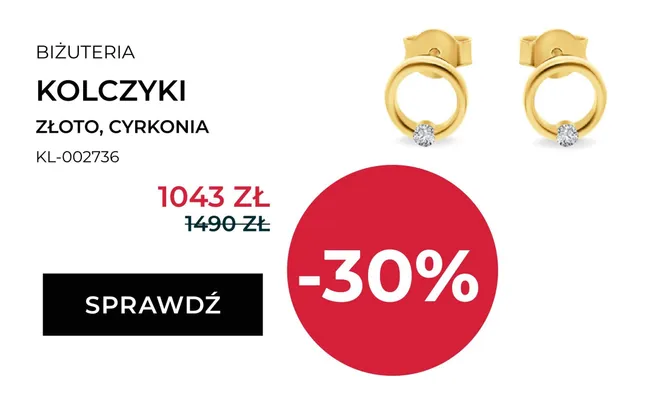 Kolczyki złote z cyrkonią Briju promocja w Briju