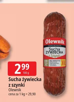 Kiełbasa sucha żywiecka z szynki Olewnik promocja w Leclerc