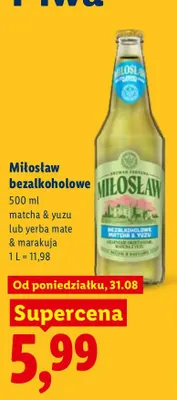 Piwo bezalkoholowe Miłosław matcha & yuzu promocja w Lidl