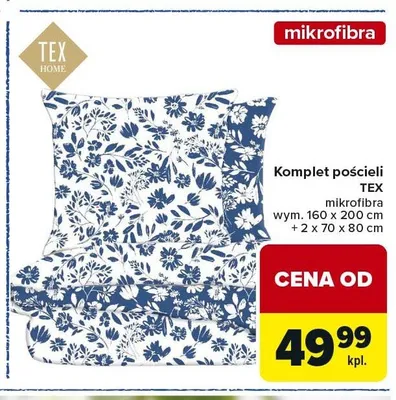 Komplet pościeli TEX mikrofibra wym. 160x200cm + 2x70x80cm promocja w Carrefour Market