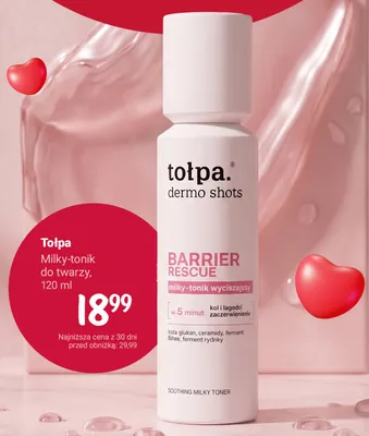 Milky-tonik do twarzy Tołpa dermo shots Barrier Rescue promocja w Rossmann