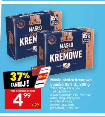 Masło ekstra kremowe Lumiko 85% promocja w Twój Market