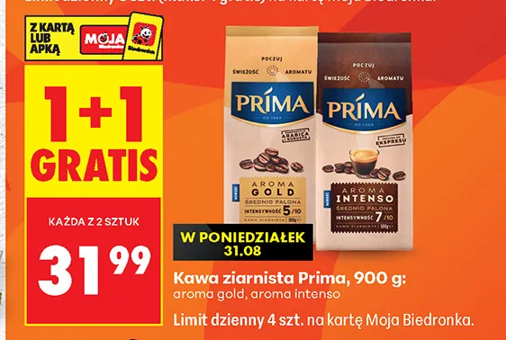 Kawa ziarnista Prima Aroma Intenso promocja w Biedronka