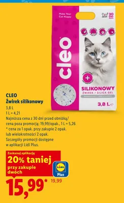 Żwirek silikonowy dla kota Cleo promocja w Lidl