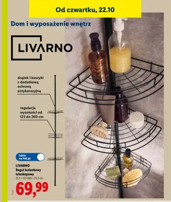Regał łazienkowy teleskopowy Livarno 25,5x123-260x25,5 cm promocja w Lidl