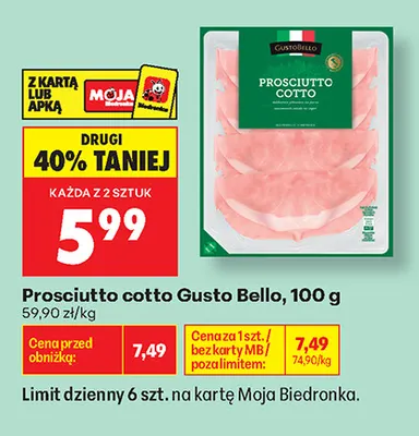 Prosciutto cotto Gusto Bello promocja w Biedronka