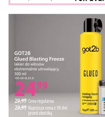 Lakier do włosów Got2b Glued Blasting Freeze promocja w Hebe