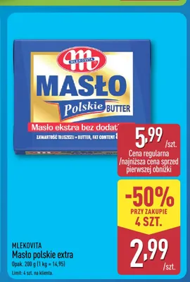 Masło polskie extra Mlekovita promocja w Aldi