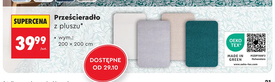 Prześcieradło z pluszu 200x200 cm Smukee promocja w Biedronka