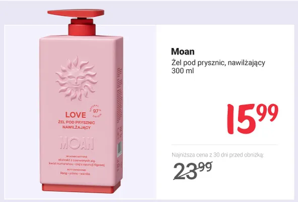 Żel pod prysznic nawilżający Moan promocja w Rossmann