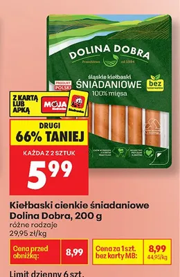 Kiełbaski cienkie śniadaniowe promocja w Biedronka