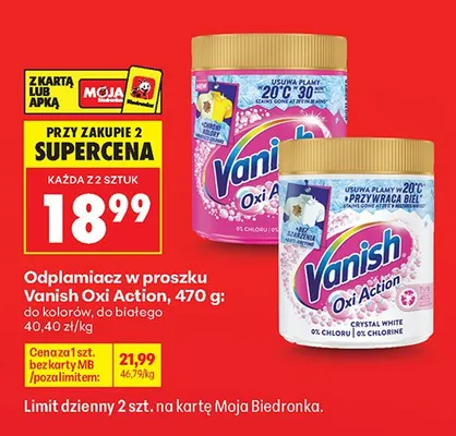 Odplamiacz w proszku Vanish Oxi Action do kolorów promocja w Biedronka