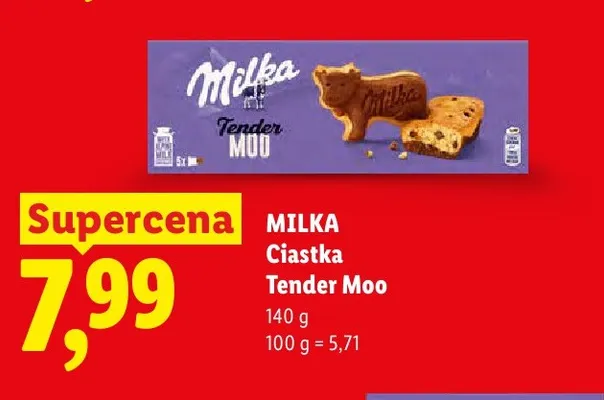 Ciastka Tender Moo Milka promocja w Lidl